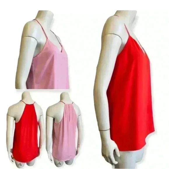 Neon Reversible Crepey Halter Tank Top Pink Orange Women’s Size Medium - Picture 8 of 11